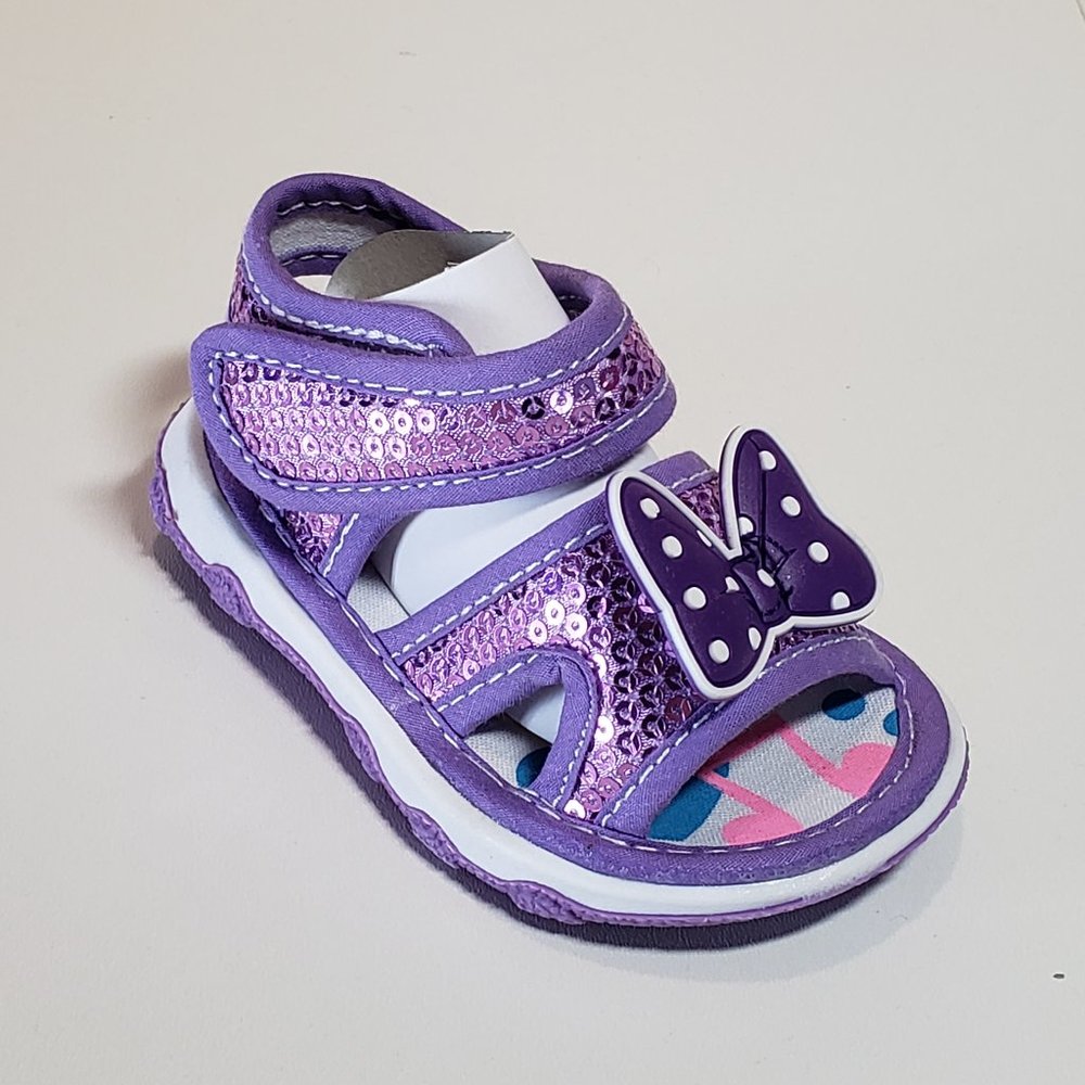 3/$10  Little Star Infant Sequin Butterfly Canvas Squeaker - Lavender - Size 2